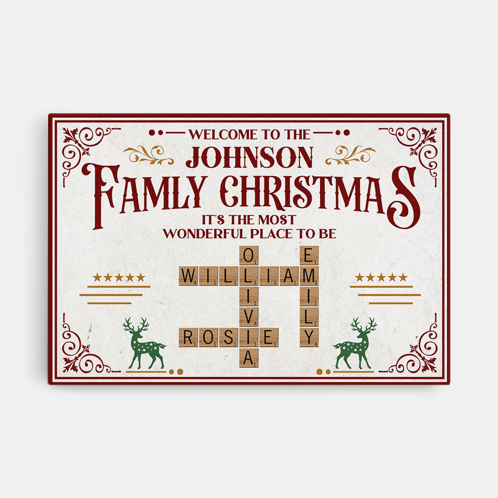 Family Christmas - Personalised Crossword Design Canvas / Poster