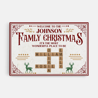 Family Christmas - Personalised Crossword Design Canvas / Poster