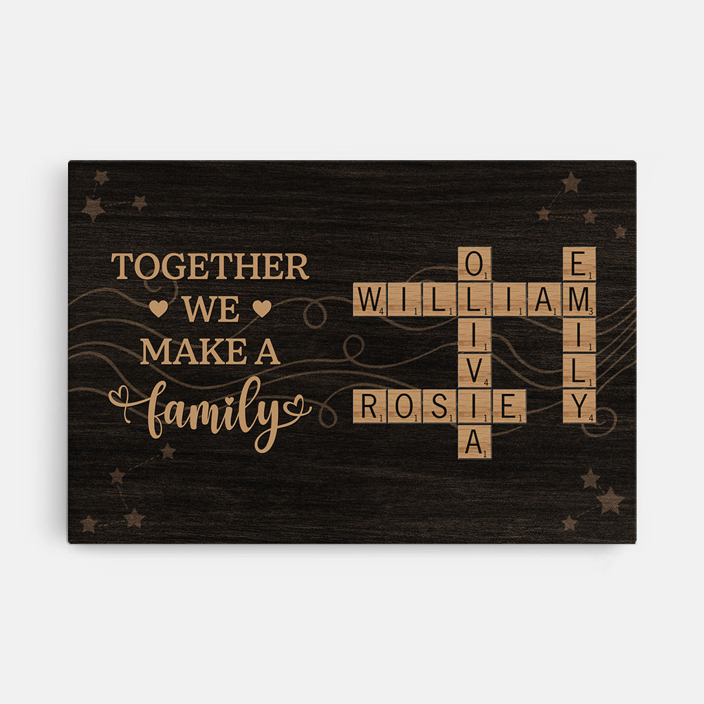 Personalized Together We Make A Family Canvas / Poster - Custom Family Name Crossword Wall Art
