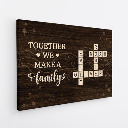 Personalized Together We Make A Family Canvas / Poster - Custom Family Name Crossword Wall Art