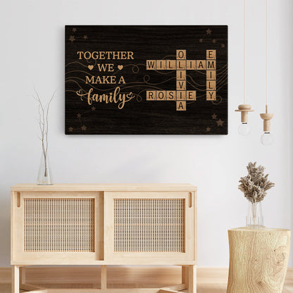 Personalized Together We Make A Family Canvas / Poster - Custom Family Name Crossword Wall Art
