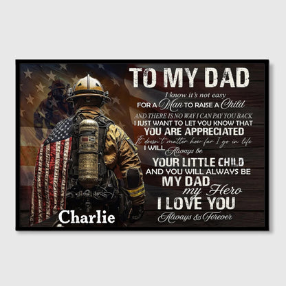 Firefighter Tribute Canvas / Poster - Your Dad, Your Hero