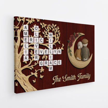 Personalized Family Name Crossword Canvas / Poster - Custom Christmas Wall Art