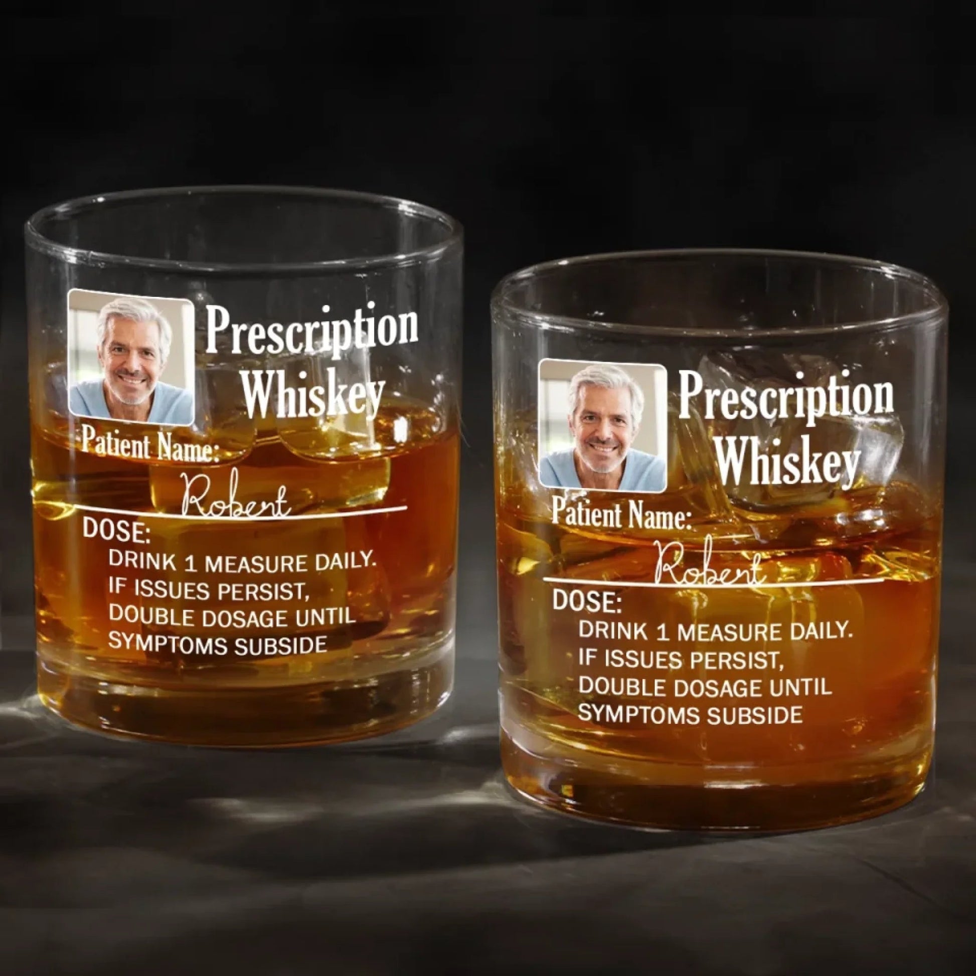 Your Prescription To Relax - Personalized Photo Whiskey Glass for Dad & Grandpa