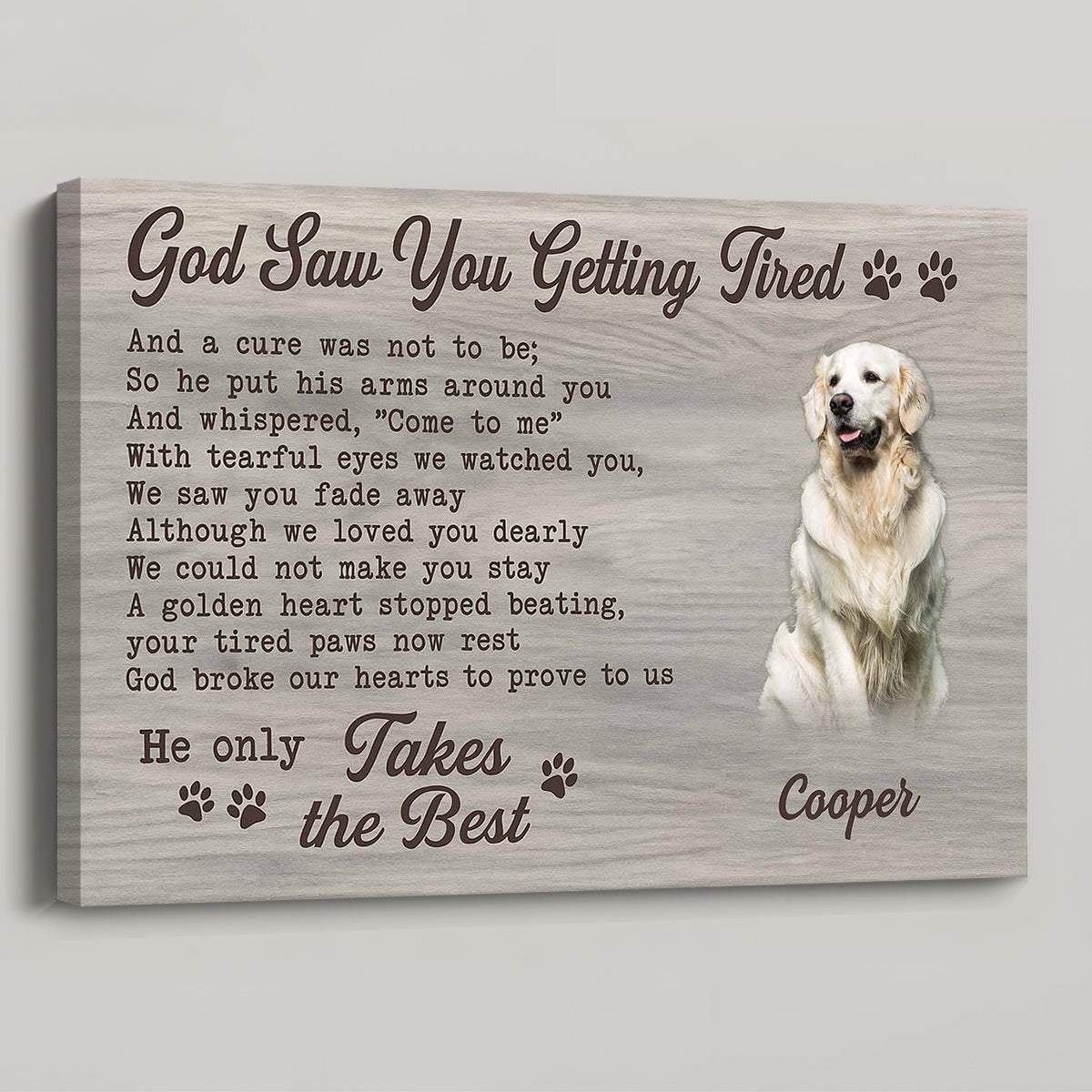 Paw Prints on Heaven's Door: Memorial Poster / Canvas -"God Saw You Getting Tired" Pet Tribute Art