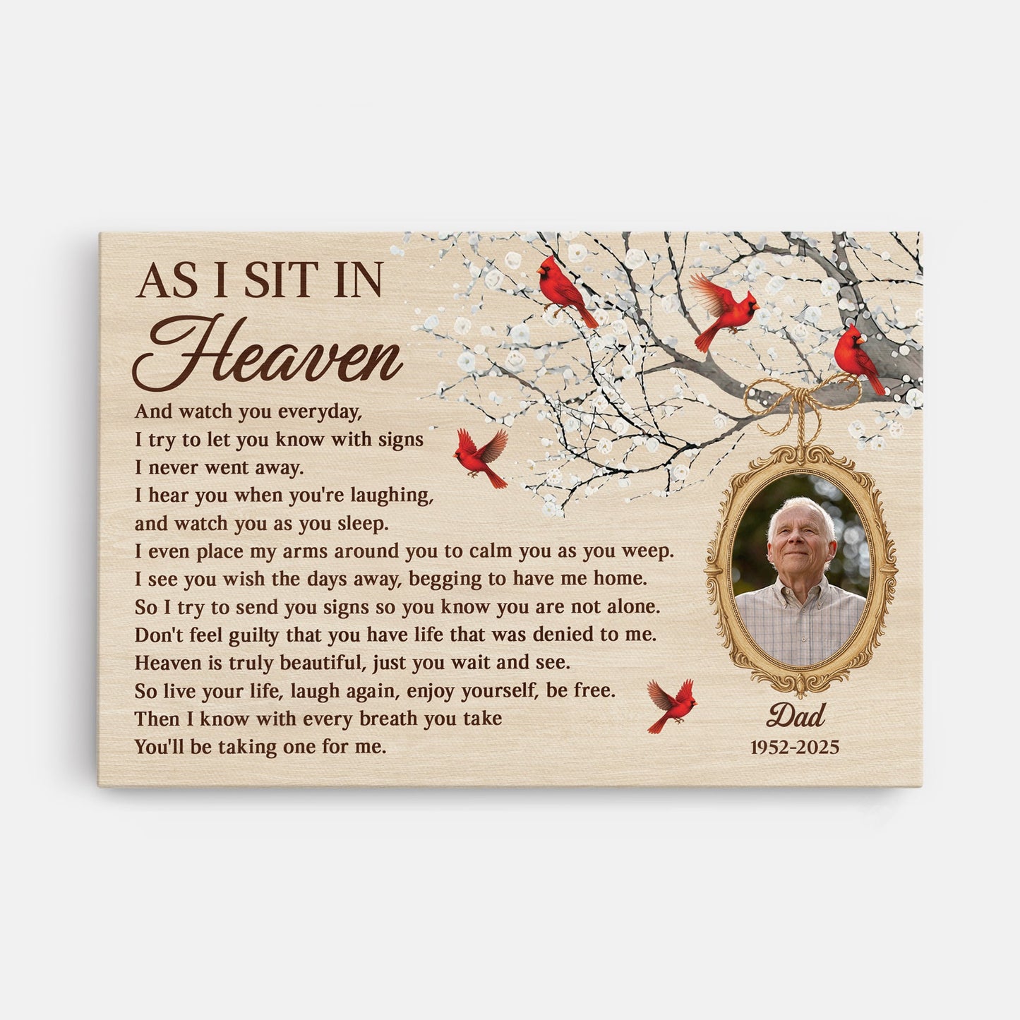 As I Sit In Heaven - Personalized Custom Photo Memorial Canvas / Poster