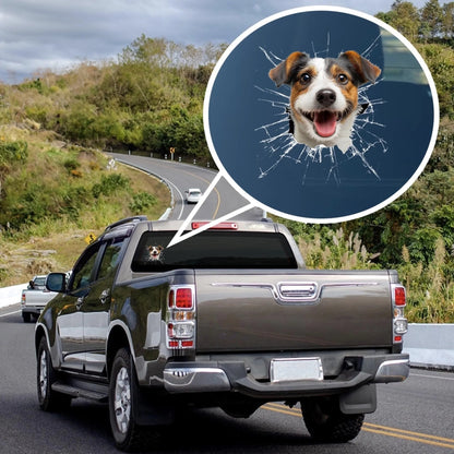 Custom Pet Photo Cracked Glass Car Decal personalization view for Dog Lovers