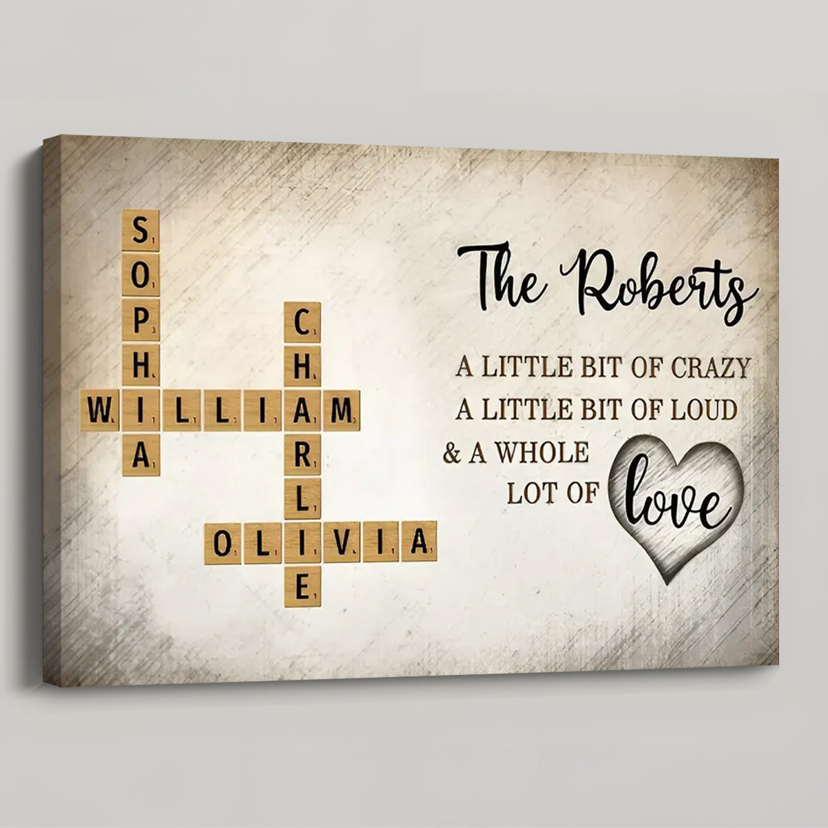 Family Love Letter: Personalized Poster / Canvas - Crossword Puzzle Art, A Lifetime of Cherished Moments