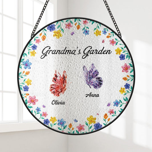 Personalized Butterfly Stained Glass Suncatcher - Custom Gifts for Mom & Grandma