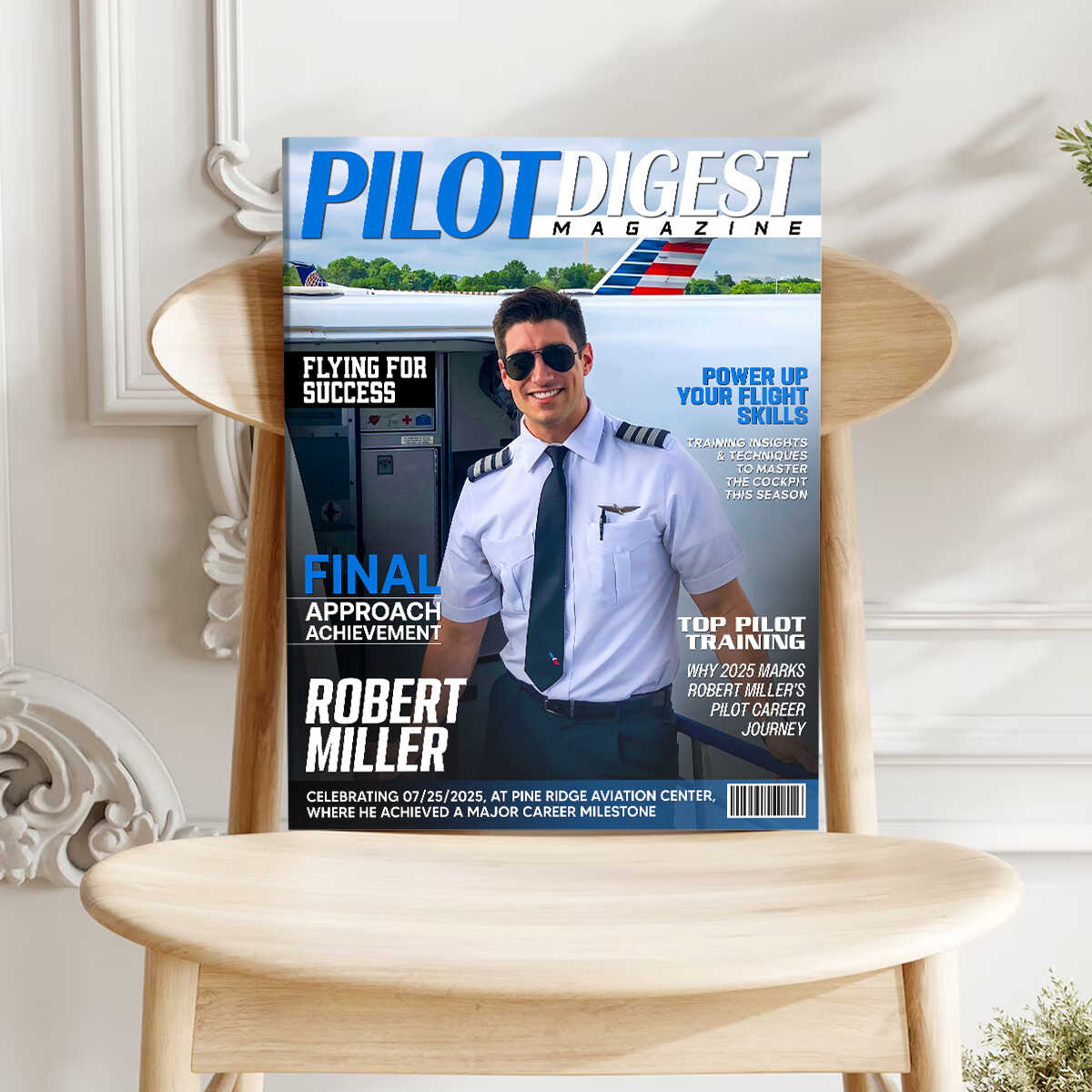 Personalized Custom Pilot Digest Magazine Cover Canvas / Poster – A Unique Gift for Pilots