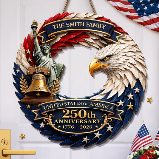 America 250th Anniversary - Personalized Wood Sign - Gifts For Your Family