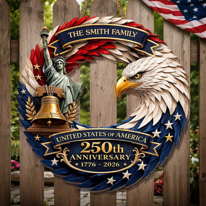 America 250th Anniversary - Personalized Wood Sign - Gifts For Your Family