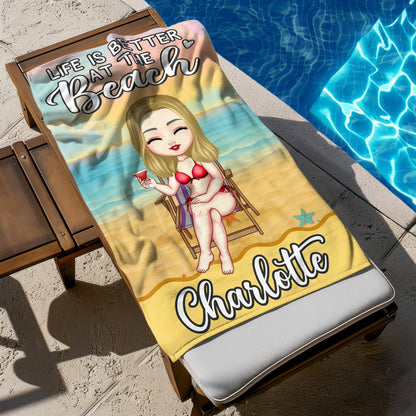 Just A Girl Who Loves Beaches - Personalized Summer Vacation Beach Towel