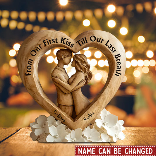 From Our First Kiss Till Our Last Breath - Personalized Couple Shaped Acrylic Plaque
