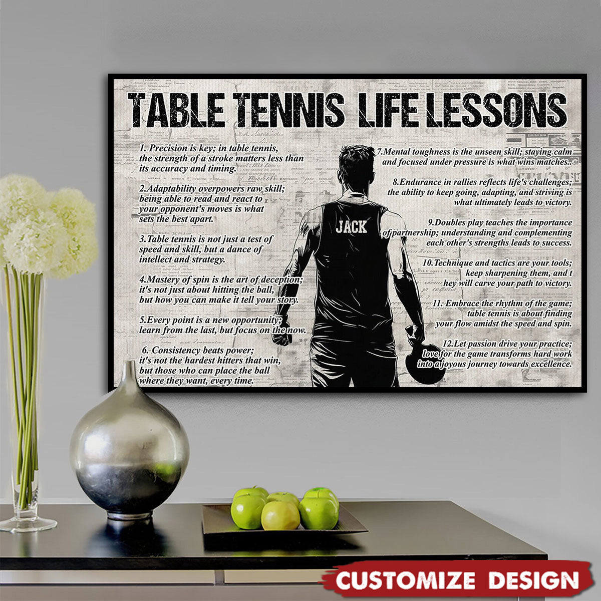 Personalized Table Tennis Life Lessons Poster / Canvas - Gift For Table Tennis Lovers
