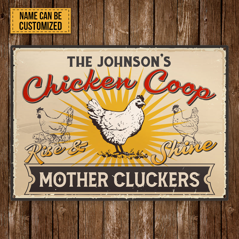 Personalized Rise And Shine Farm Chicken Coop - Custom Metal Sign