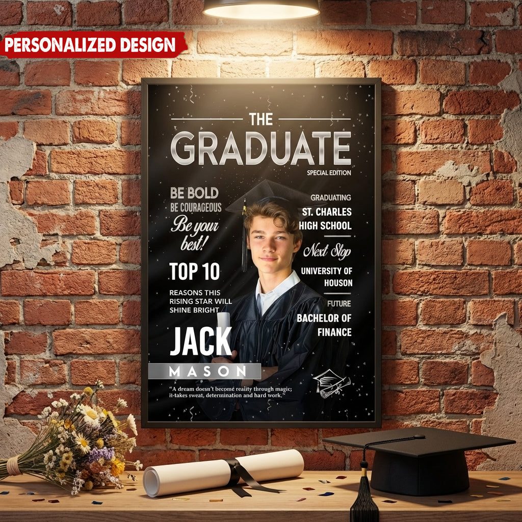 Personalized Graduation Photo Magazine Cover Poster / Canvas - Graduate Season Gift For Class of 2026