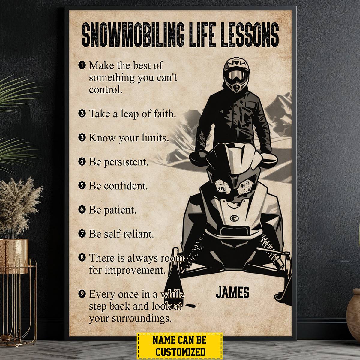 Personalized Snowmobiling Life Lessons Poster / Canvas - Gift for Boys & Men