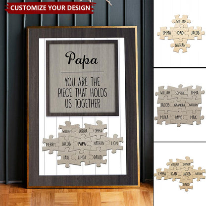You Are The Piece That Holds Us Together - Personalized Puzzle Canvas / Poster for Dad & Mom