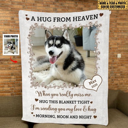 A Hug From Heaven - Personalized Custom Photo Memorial Blanket