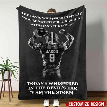 Personalized I Am The Storm Football Boys Blanket - Gift For Football Lovers