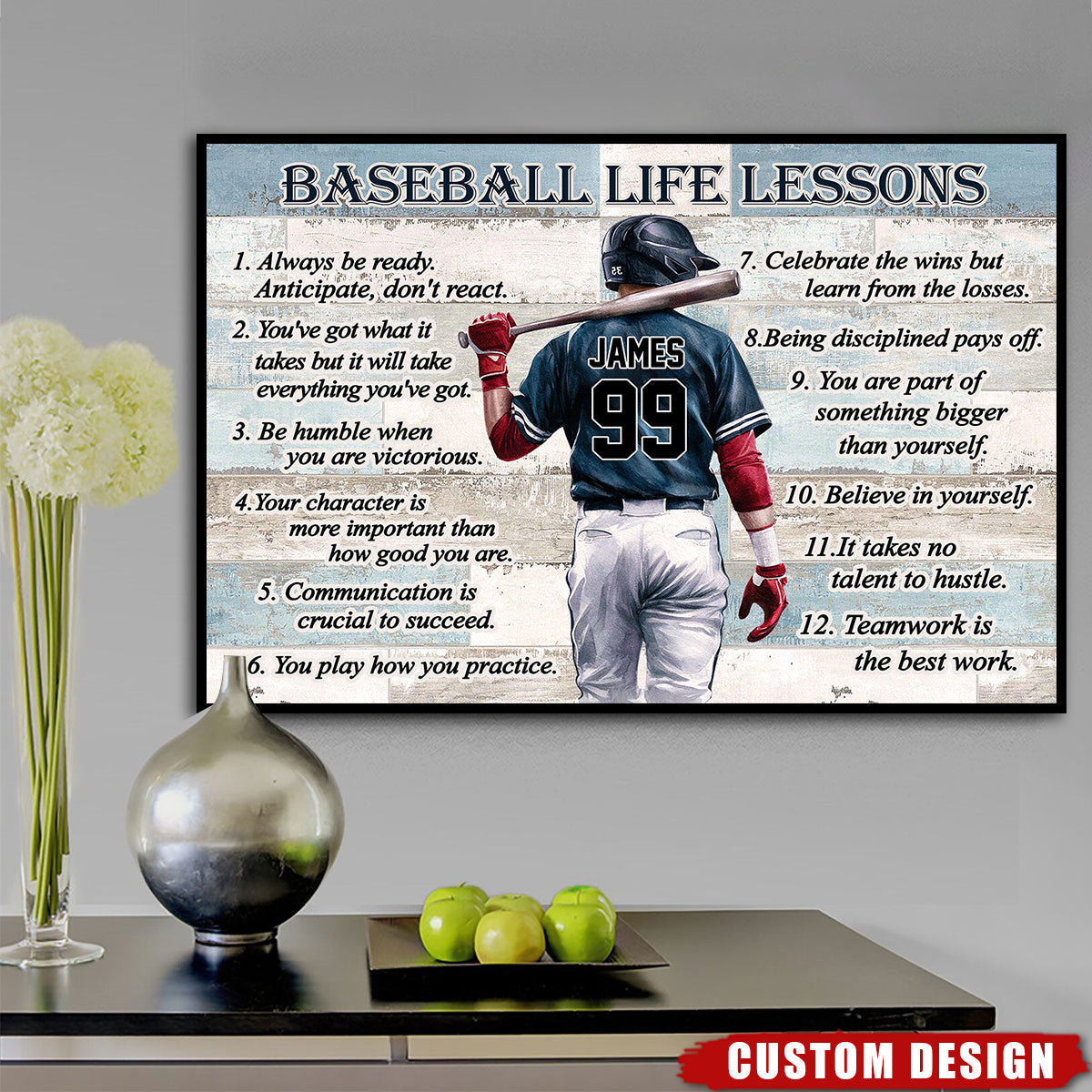 Personalized Baseball Life Lessons Poster / Canvas - Custom Gift For Baseball Lover