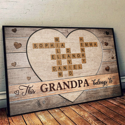 Personalized Customized This Family Belong To Canvas / Poster - Custom Crossword Wall Art Gift For Family Members