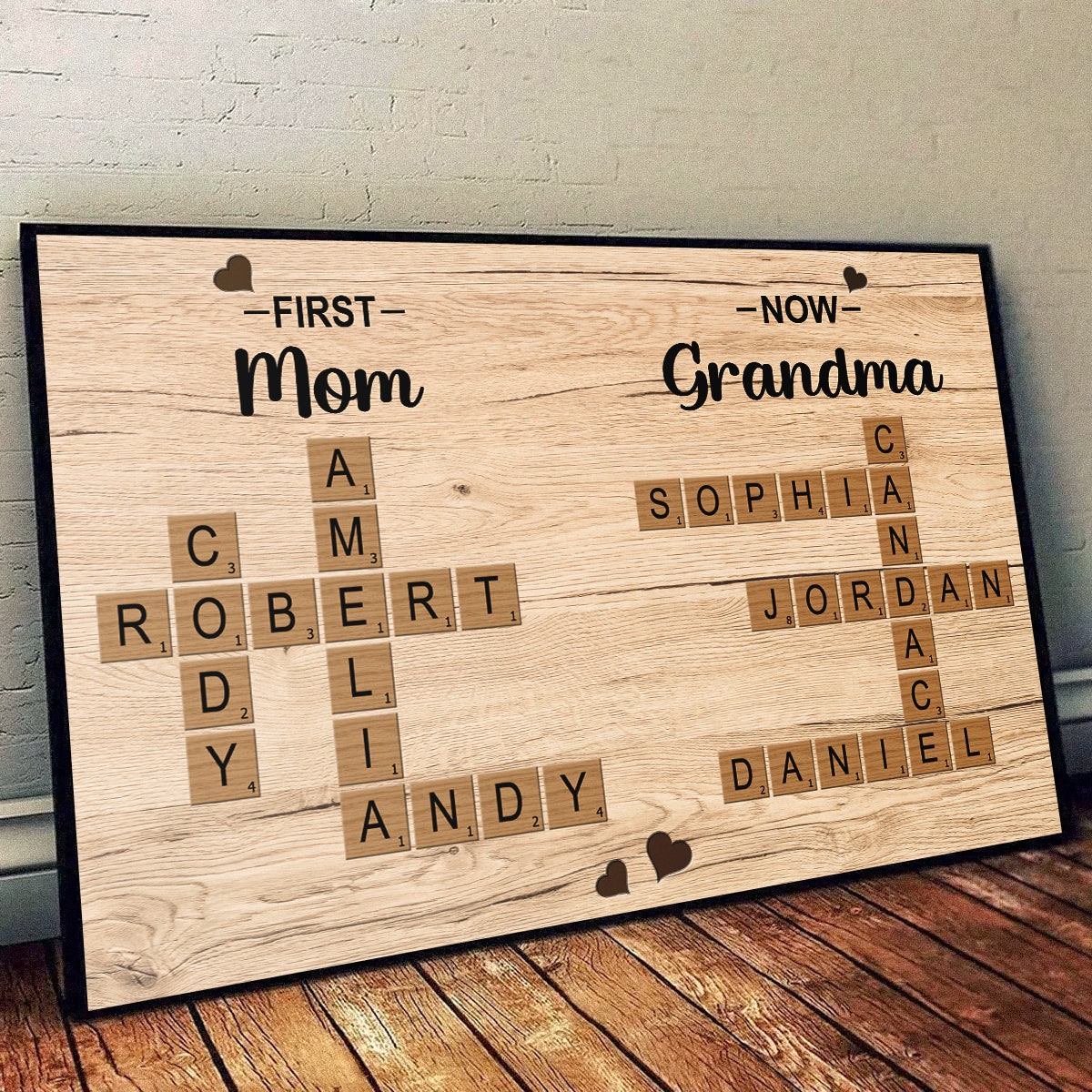 Personalized Customized Crossword Family Name Canvas / Poster - Custom Gift For Family Members