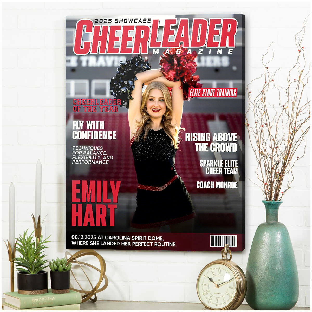 Personalized Cheerleader Magazine Cover Canvas / Poster - Custom Cheer Gift