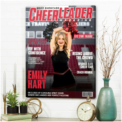 Personalized Cheerleader Magazine Cover Canvas / Poster - Custom Cheer Gift