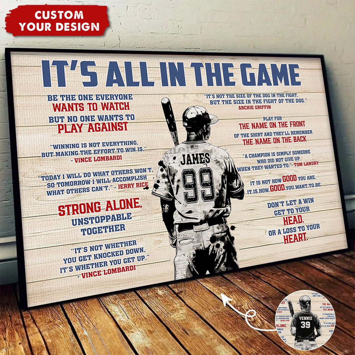 “It’s All In The Game” Personalized Baseball Poster / Canvas - Custom Boy & Girl Player Gift