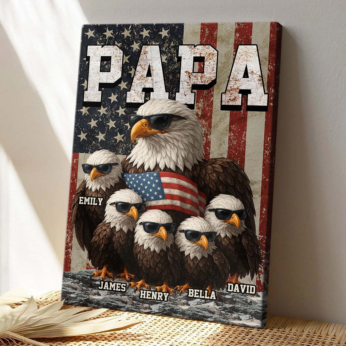 “The Eagle Gang” American Patriotic Canvas / Poster - Personalized Gift for Dad