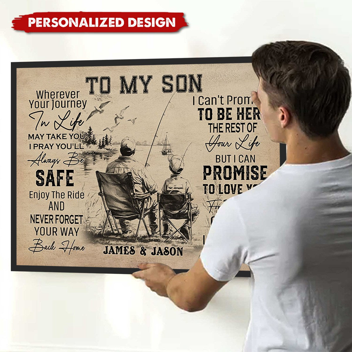 Personalized To My Son Fishing Poster / Canvas - Custom Gift for Fishing Fans