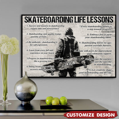 Personalized Skateboarding Life Lessons Poster / Canvas - Gift For Skateboarding Lovers