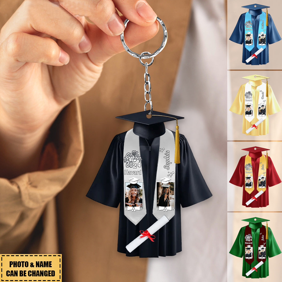 Custom Photo Graduation Keychain - Personalized Acrylic Keepsake