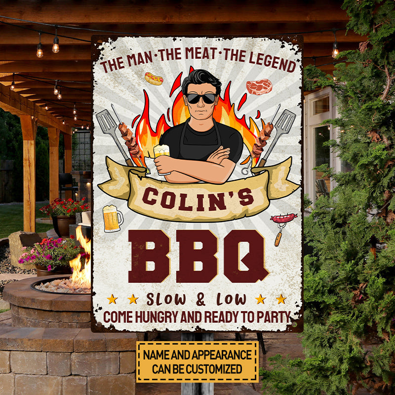 Grilling The Man The Meat The Legend - Personalized Custom Classic Metal Signs