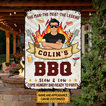 Grilling The Man The Meat The Legend - Personalized Custom Classic Metal Signs