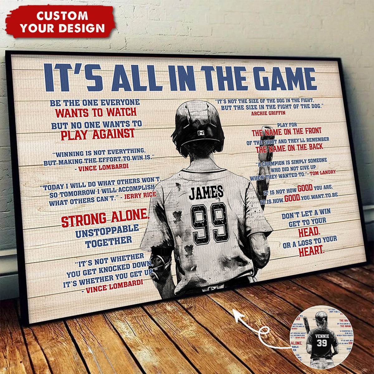“It’s All In The Game” Personalized Softball Poster / Canvas - Custom Gift for Softball Lovers
