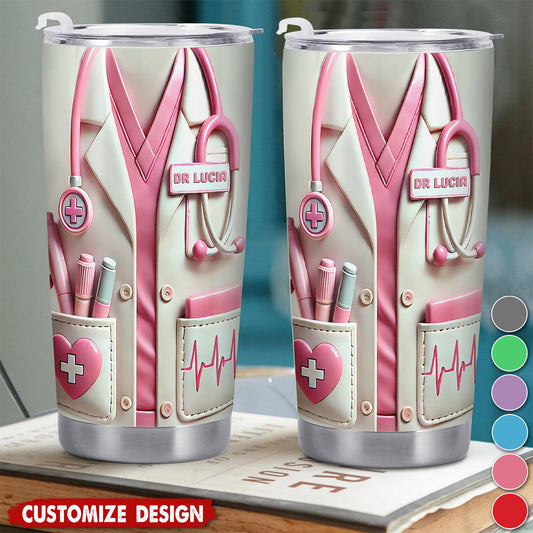Stethoscope Heart Design - Personalized Tumbler - Gift For Nurse & Doctor