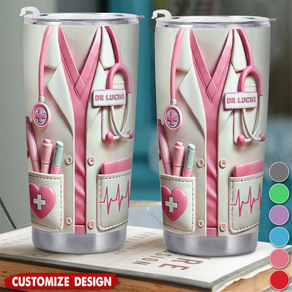 Stethoscope Heart Design - Personalized Tumbler - Gift For Nurse & Doctor