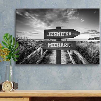 Our Names Are Recorded Next To The Ocean - Personalized Custom Canvas / Poster Wall Art