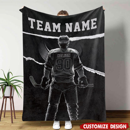 Personalized Hockey Boy Blanket - Gift for Hockey Lovers & Players