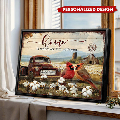 Personalized Rustic With Cardinals And Vintage Truck Poster / Canvas - Custom Romantic Gift for Couples