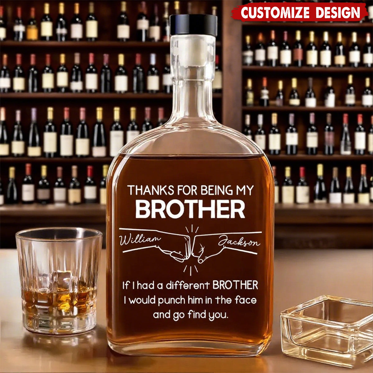 Personalized Brother Whiskey Decanter for Brother with personalized design details for meaningful gifting image 6