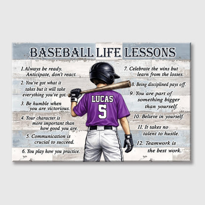 Personalized Baseball Life Lessons Poster / Canvas - Gift for Sports Families