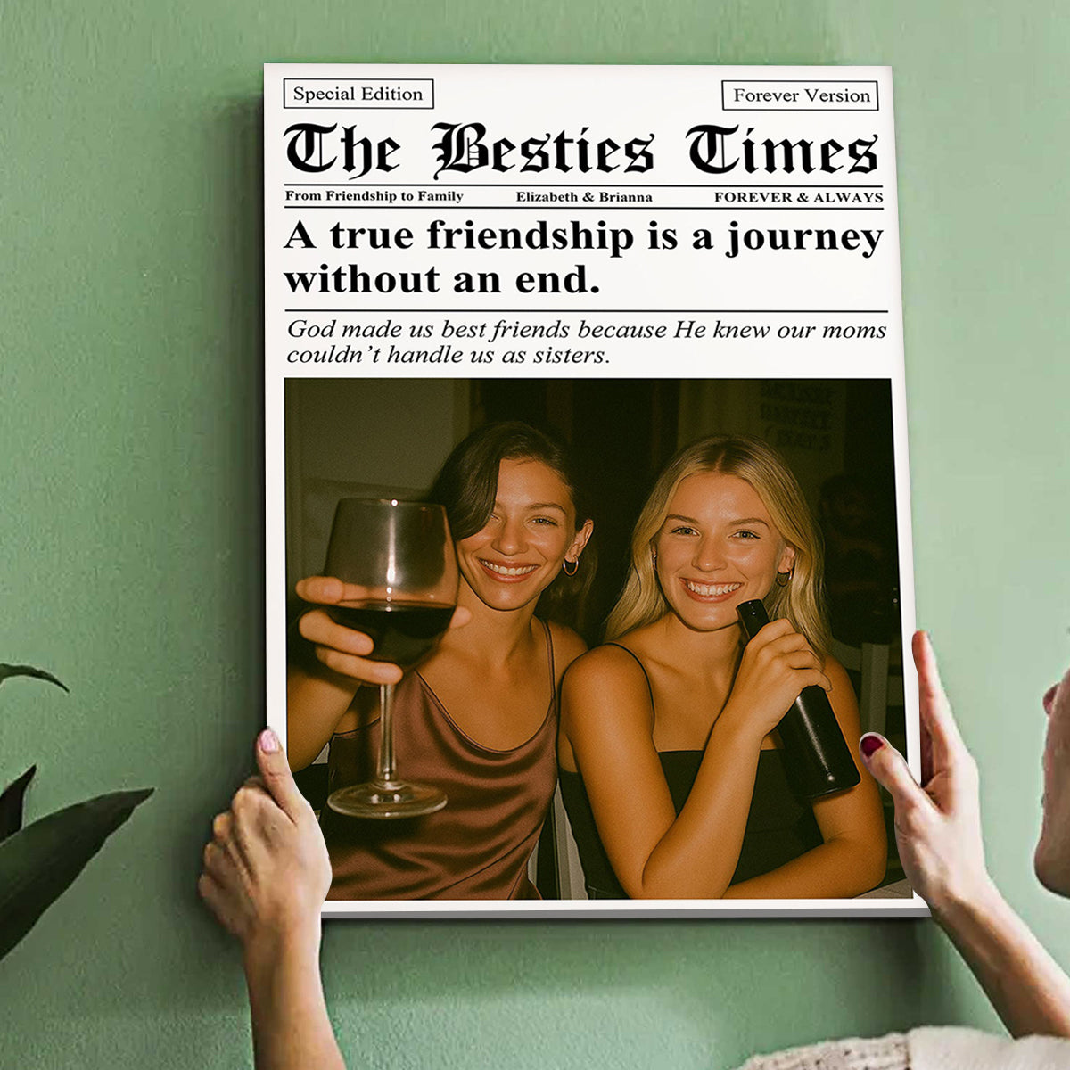 Newspaper The BFF Times - Personalized Custom Best Friend Photo Poster / Canvas
