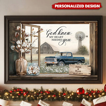 Heartfelt Personalized My Whole Heart Canvas / Poster for Couples - Rustic Anniversary Gift