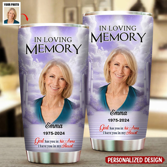 “A Big Piece Of My Heart Lives In Heaven” Personalized Tumbler - Custom Photo In Loving Memory Memorial Gift