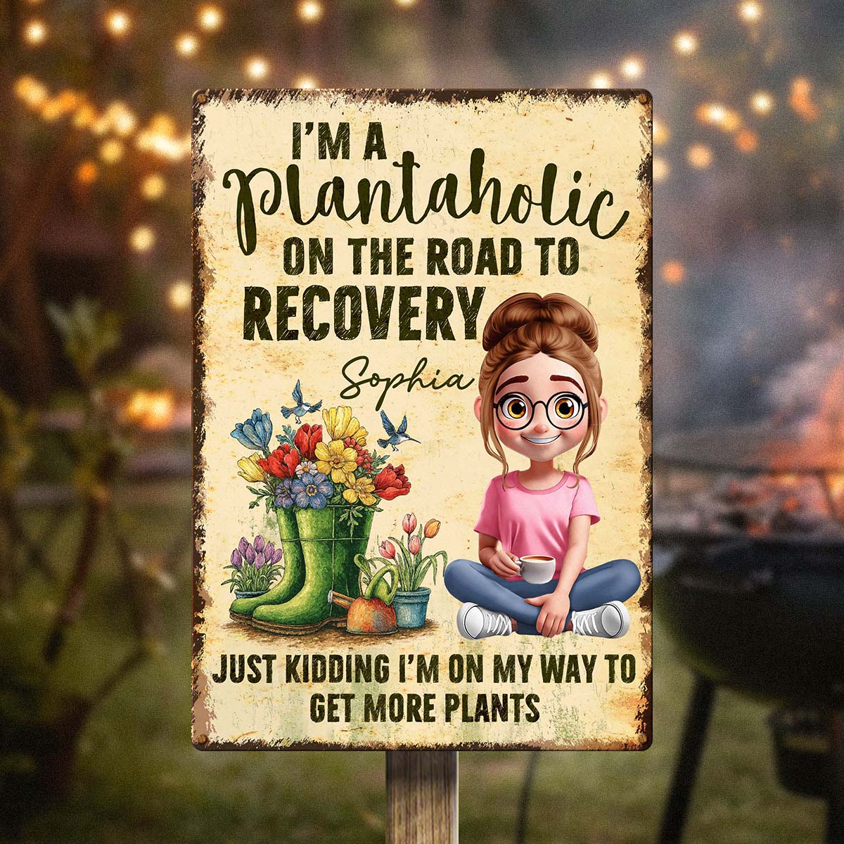 I'm A Plantaholic On The Road To Recovery - Personalized Customized Metal Sign