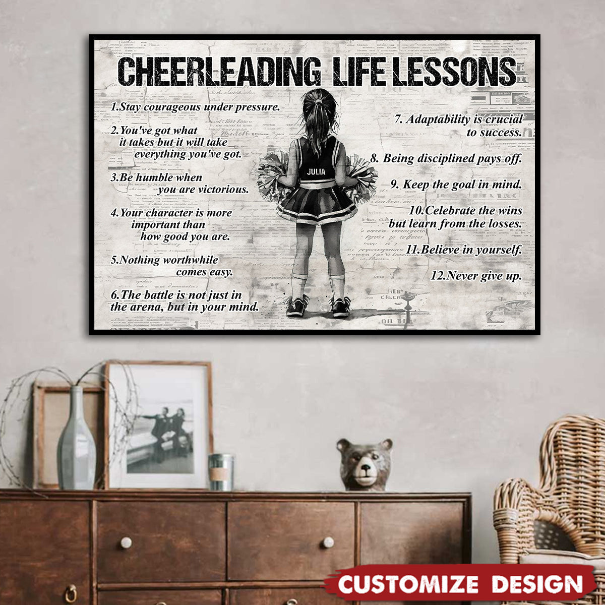 Personalized Cheerleader Poster / Canvas - Gift for Kids & Cheerleading Lovers
